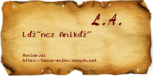 Láncz Anikó névjegykártya